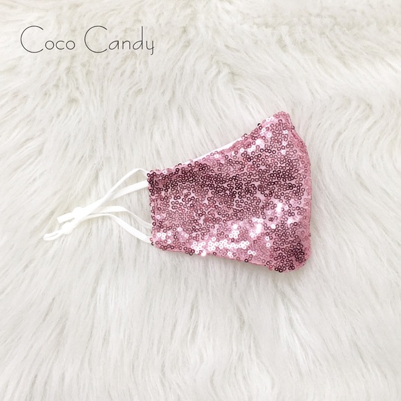 🆕Luxury Pink Sequin Face Mask - Picture 9 of 12